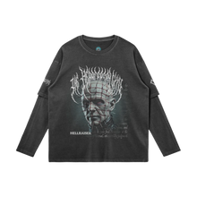 Load image into Gallery viewer, THE HEARTBREAK CITY 'Hellraiser' 230 GSM Unisex Faux-Layered Faded Long Sleeve