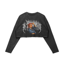 Load image into Gallery viewer, THE HEARTBREAK CITY 'Power She Holds' 260GSM Women's Raw Hem Long Sleeve Crop Top