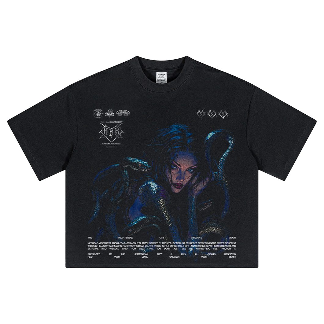 THE HEARTBREAK CITY ‘Medusa’s Vision’ Oversized Cropped T-Shirt (230GSM)