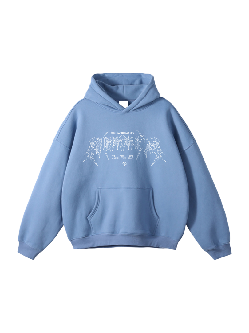 THE HEARTBREAK CITY ‘Glacier Blue’ Oversize Fleeced Hoodie (350GSM)